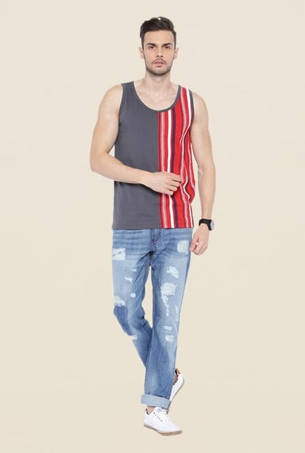 Cult Fiction Charcoal Striped Vest Cult Fiction Charcoal Striped Vest