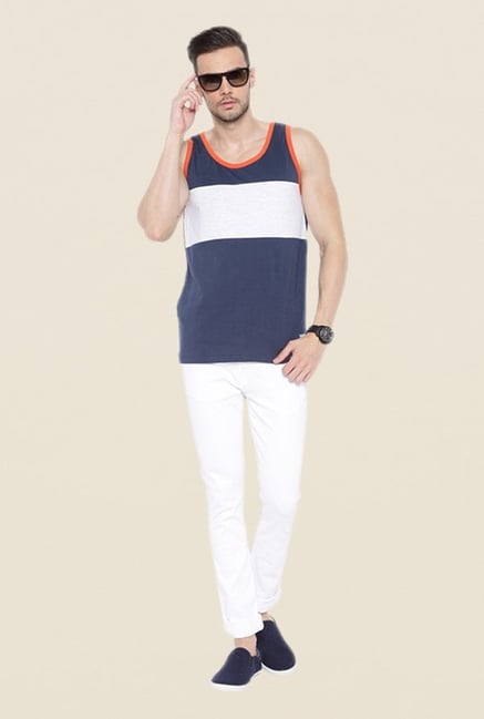 Cult Fiction Navy Striped Vest Cult Fiction Navy Striped Vest