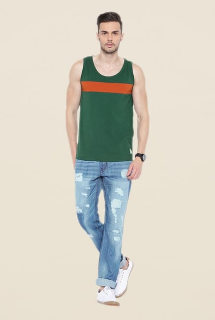 Cult Fiction Green Striped Vest Cult Fiction Green Striped Vest
