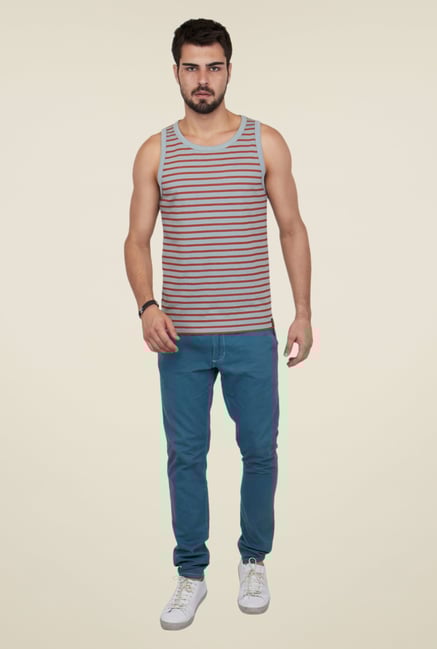 Cult Fiction Grey Striped Vest Cult Fiction Grey Striped Vest
