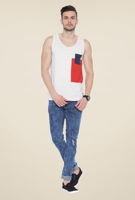 Cult Fiction White Textured Vest Cult Fiction White Textured Vest