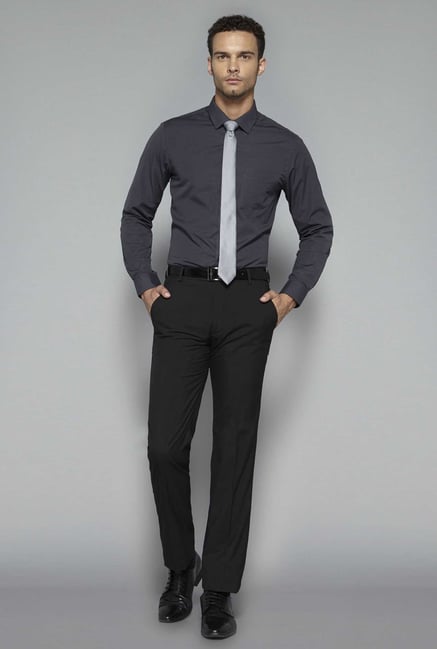 Weststreet by Westside Charcoal Solid Shirt Weststreet by Westside Charcoal Solid Shirt