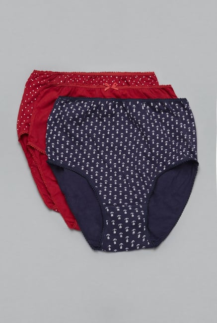 Wunderlove by Westside Navy & Red Printed Briefs (Pack Of 3) Wunderlove by Westside Navy & Red Printed Briefs (Pack Of 3)