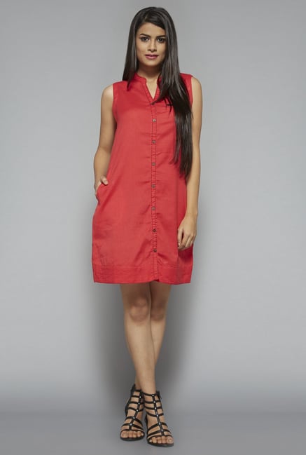 Bombay Paisley by Westside Coral Solid Dress Bombay Paisley by Westside Coral Solid Dress