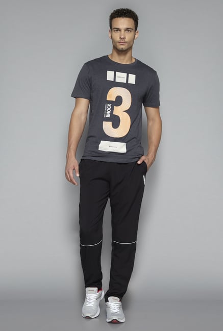 Westsport by Westside Charcoal Melange Printed T Shirt Westsport by Westside Charcoal Melange Printed T Shirt