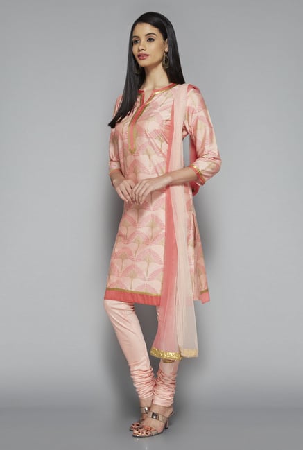 Vark by Westside Peach Printed Suit Set Vark by Westside Peach Printed Suit Set