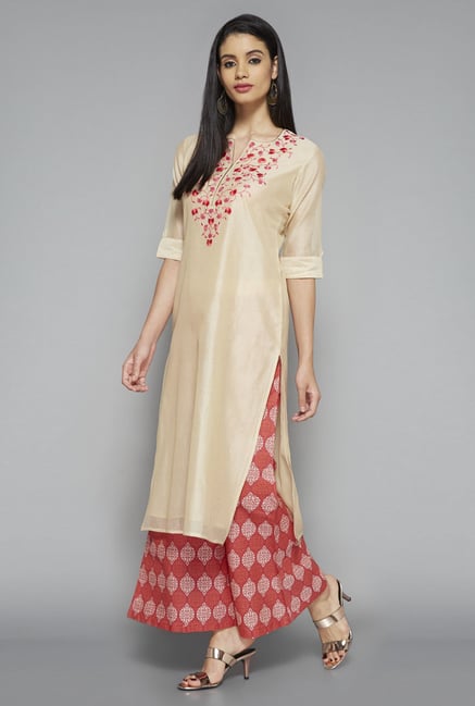 Vark by Westside Beige Embroidered Suit Set Vark by Westside Beige Embroidered Suit Set