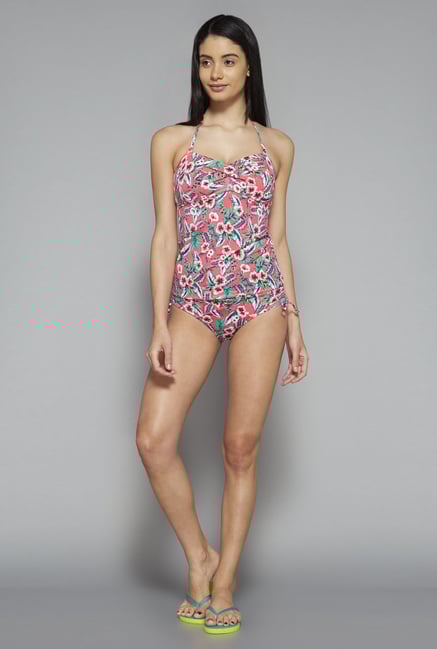 Wunderlove by Westside Peach Floral Print Tankini Wunderlove by Westside Peach Floral Print Tankini