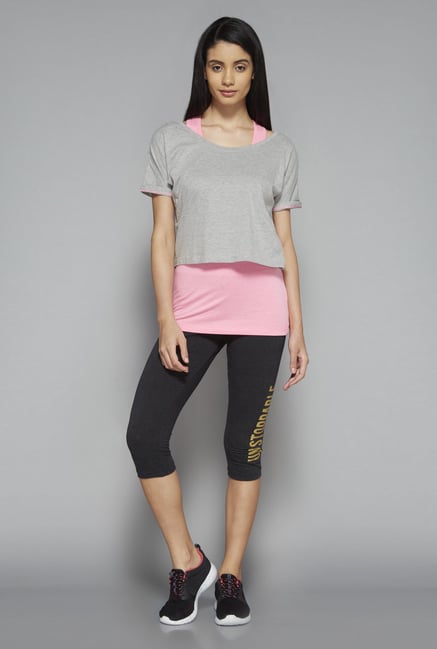Westsport by Westside Charcoal Printed Capri Westsport by Westside Charcoal Printed Capri