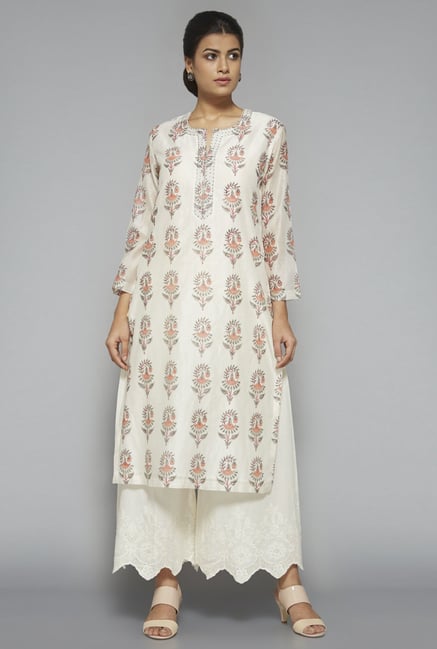 Zuba by Westside Off White Block Print Kurta Zuba by Westside Off White Block Print Kurta