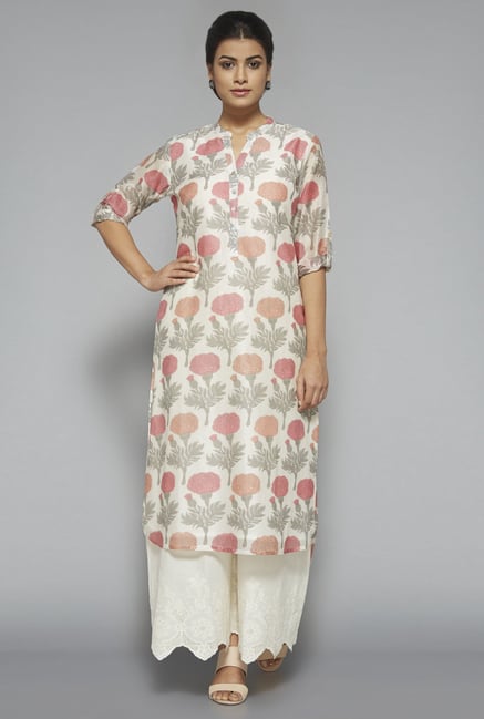Zuba by Westside Off White Floral Print Kurta Zuba by Westside Off White Floral Print Kurta