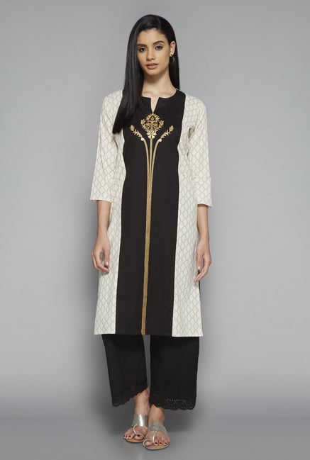 Utsa by Westside Off White & Black Printed Kurta Utsa by Westside Off White & Black Printed Kurta