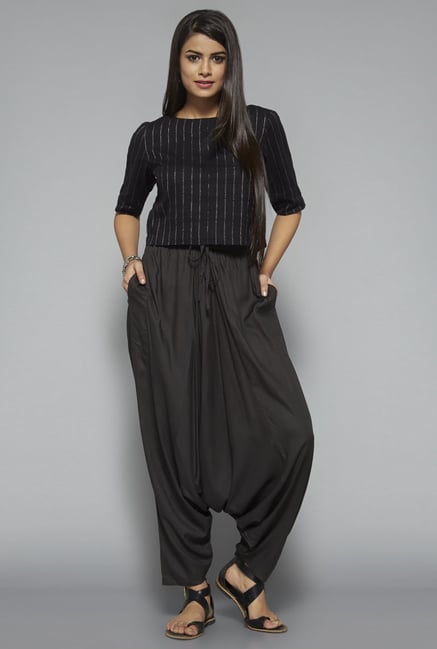 Bombay Paisley by Westside Charcoal Dhoti Pant Bombay Paisley by Westside Charcoal Dhoti Pant