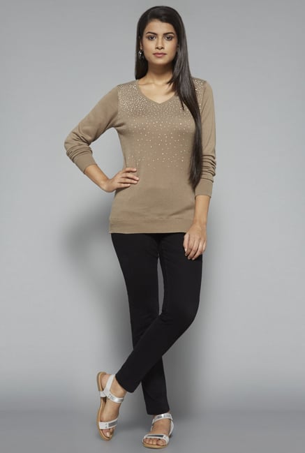 LOV by Westside Beige Embellished Blouse LOV by Westside Beige Embellished Blouse