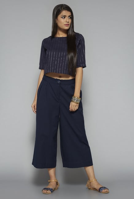 Bombay Paisley by Westside Navy Striped Crop Top Bombay Paisley by Westside Navy Striped Crop Top