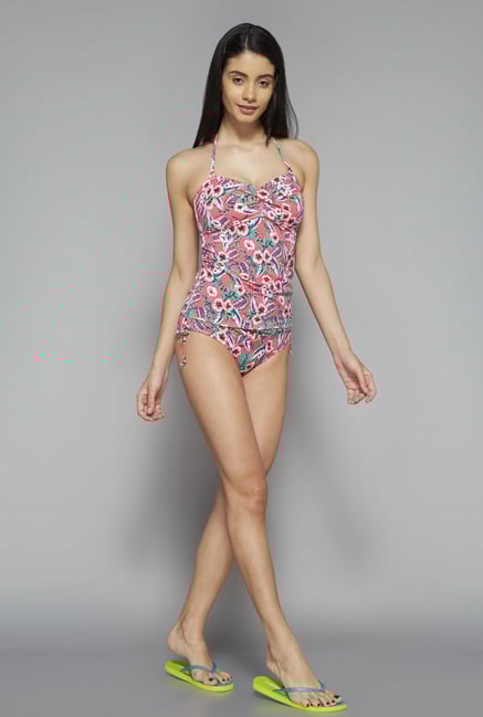 Wunderlove by Westside Pink Floral Print Swim Briefs Wunderlove by Westside Pink Floral Print Swim Briefs