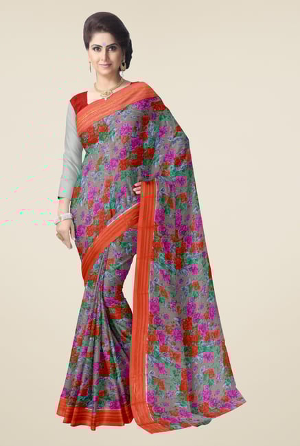 Triveni Multicolor Floral Faux Georgette Saree Triveni Multicolor Floral Faux Georgette Saree