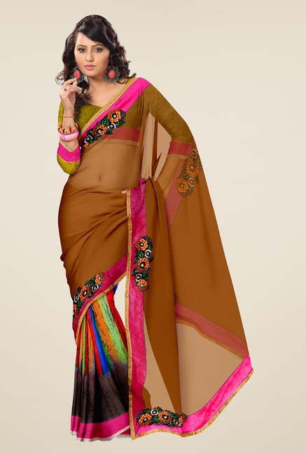 Triveni Multicolor Printed Faux Georgette Saree Triveni Multicolor Printed Faux Georgette Saree