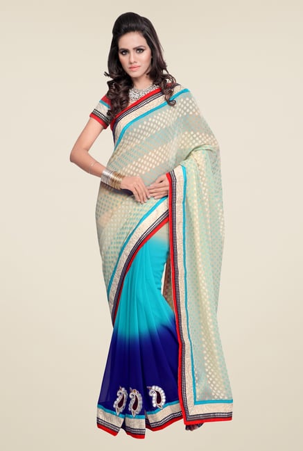 Triveni Multicolor Printed Georgette Jacquard Saree Triveni Multicolor Printed Georgette Jacquard Saree