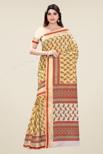 Triveni Yellow Paisley Blended Cotton Saree Triveni Yellow Paisley Blended Cotton Saree