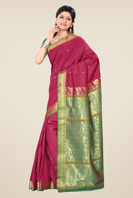 Triveni Magenta Printed Art Silk Saree Triveni Magenta Printed Art Silk Saree