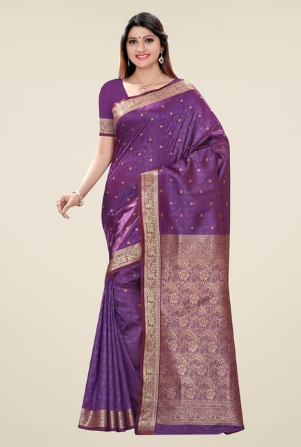 Triveni Purple Printed Art Silk Jacquard Saree Triveni Purple Printed Art Silk Jacquard Saree