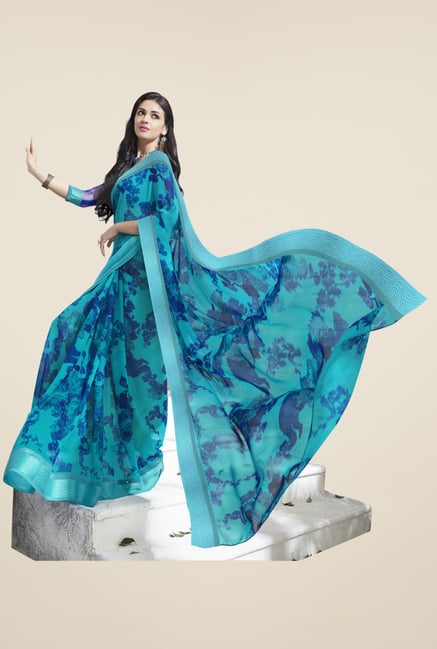 Triveni Blue Printed Faux Georgette Saree Triveni Blue Printed Faux Georgette Saree