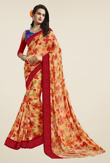 Triveni Multicolor Floral Faux Georgette Saree Triveni Multicolor Floral Faux Georgette Saree