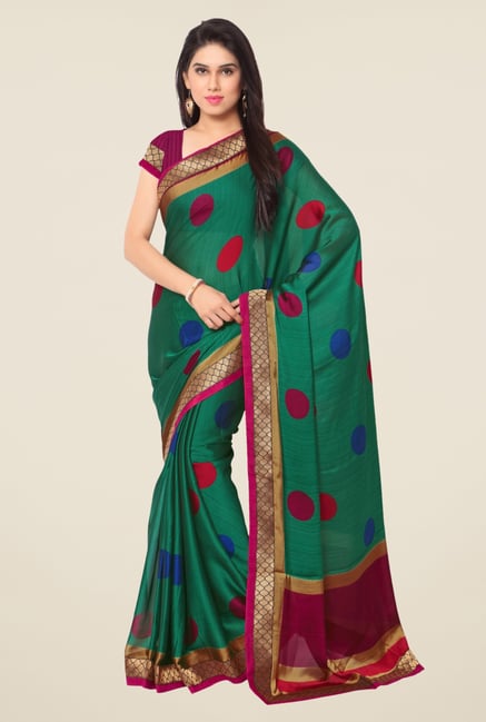 Triveni Green Printed Dry Clean Saree Triveni Green Printed Dry Clean Saree