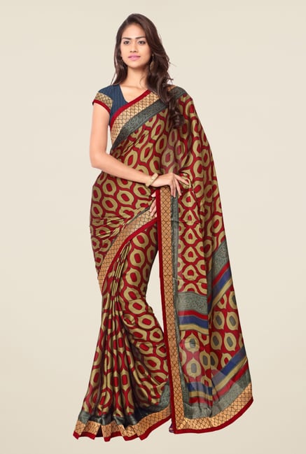 Triveni Beige Faux Georgette Dry Clean Saree Triveni Beige Faux Georgette Dry Clean Saree