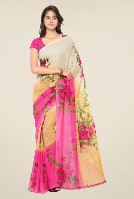 Triveni Multicolor Floral Faux Georgette Saree Triveni Multicolor Floral Faux Georgette Saree
