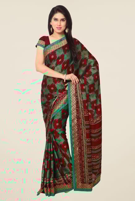 Triveni Green Faux Georgette Free Size Saree Triveni Green Faux Georgette Free Size Saree