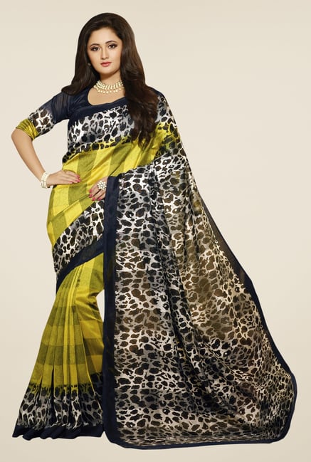 Triveni Yellow Printed Bhagalpuri Khadi Silk Triveni Yellow Printed Bhagalpuri Khadi Silk