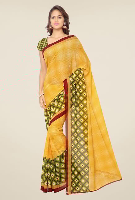 Triveni Yellow Printed Faux Georgette Saree Triveni Yellow Printed Faux Georgette Saree