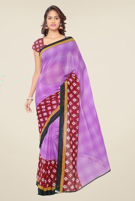 Triveni Purple Printed Faux Georgette Saree Triveni Purple Printed Faux Georgette Saree