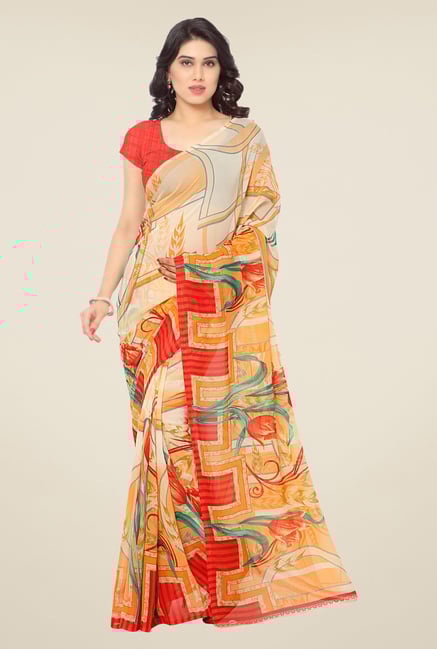 Triveni Multicolor Floral Faux Georgette Saree Triveni Multicolor Floral Faux Georgette Saree