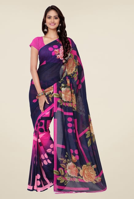 Triveni Blue Printed Faux Georgette Saree Triveni Blue Printed Faux Georgette Saree