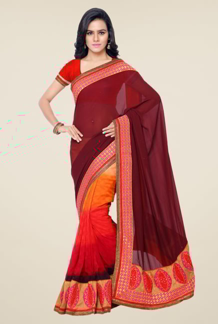 Triveni Multicolor Embroidered Dry Clean Saree Triveni Multicolor Embroidered Dry Clean Saree