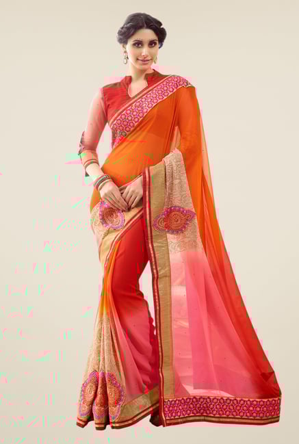 Triveni Multicolor Embroidered Faux Georgette Saree Triveni Multicolor Embroidered Faux Georgette Saree
