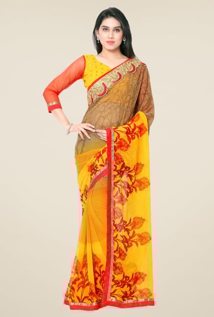 Triveni Multicolor Printed Chiffon Saree Triveni Multicolor Printed Chiffon Saree