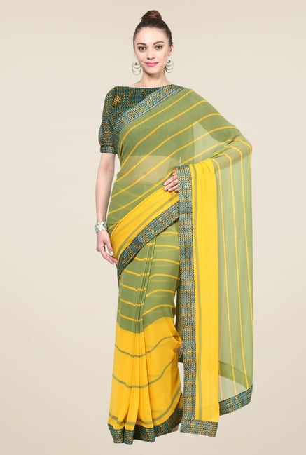 Triveni Olive Printed Faux Georgette Saree Triveni Olive Printed Faux Georgette Saree