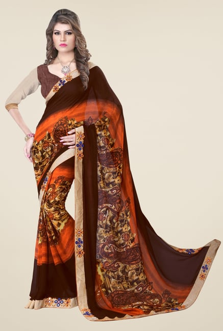 Triveni Multicolor Printed Faux Georgette Saree Triveni Multicolor Printed Faux Georgette Saree