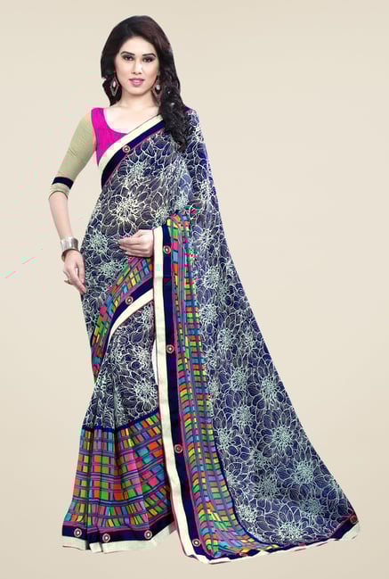 Triveni Blue Printed Faux Georgette Saree Triveni Blue Printed Faux Georgette Saree