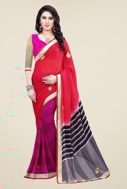 Triveni Magenta Printed Faux Georgette Saree Triveni Magenta Printed Faux Georgette Saree