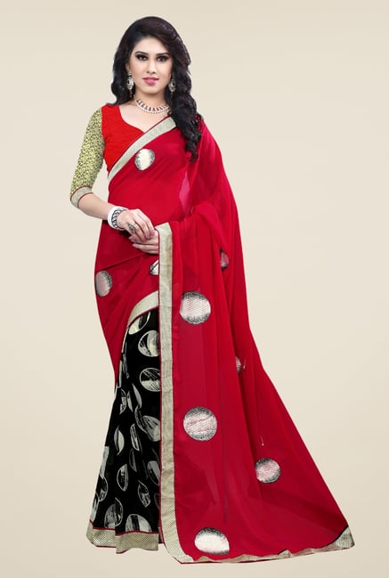 Triveni Black Printed Faux Georgette Saree Triveni Black Printed Faux Georgette Saree