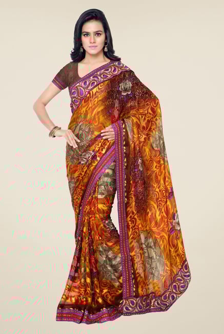 Triveni Multicolor Floral Faux Georgette Saree Triveni Multicolor Floral Faux Georgette Saree