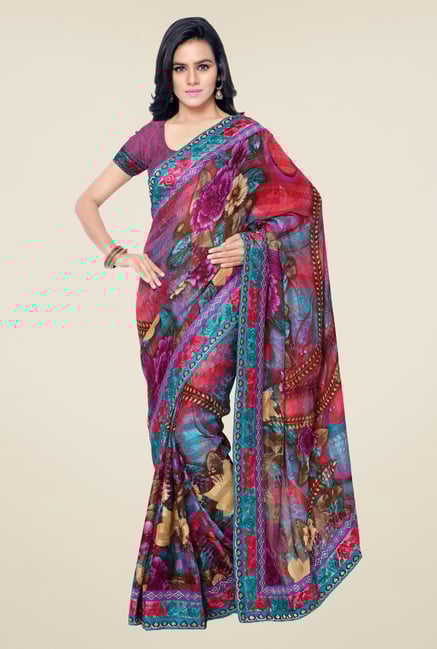 Triveni Multicolor Floral Faux Georgette Saree Triveni Multicolor Floral Faux Georgette Saree