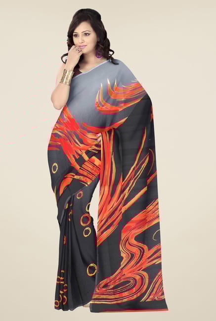 Triveni Black Printed Faux Georgette Saree Triveni Black Printed Faux Georgette Saree