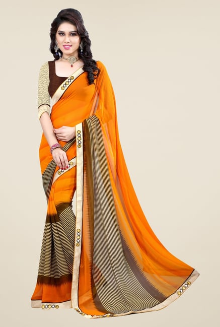 Triveni Yellow Printed Faux Georgette Saree Triveni Yellow Printed Faux Georgette Saree