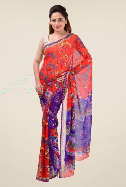 Triveni Multicolor Printed Faux Georgette Saree Triveni Multicolor Printed Faux Georgette Saree